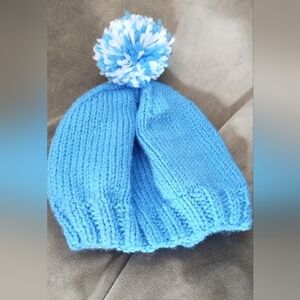 Handmade Boys Knitted Winter Hat w/ Pom | Cozy Cold Weather Beanie